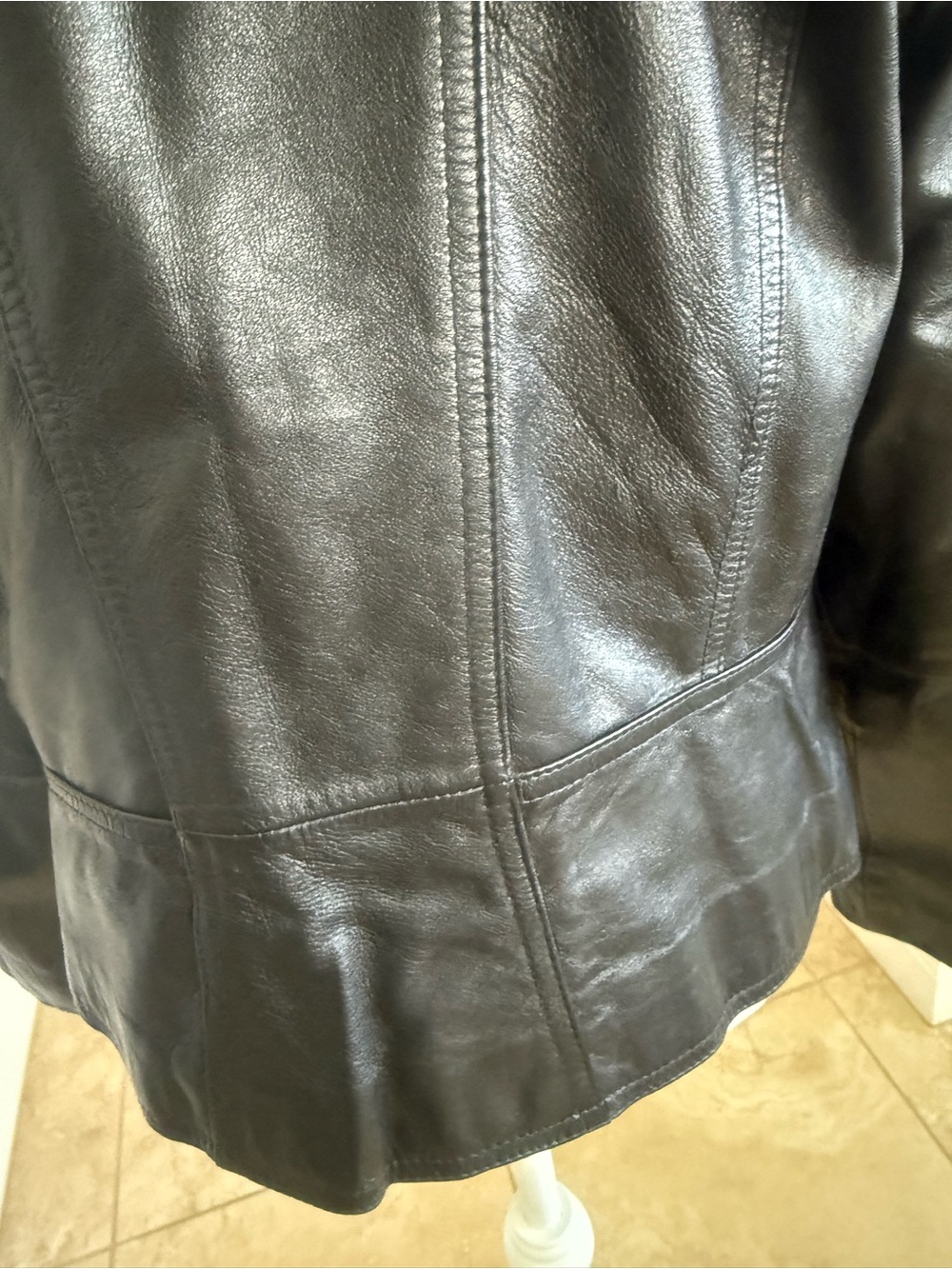 Classic Black Leather Button-Up woman’s Jacket - Picture 5 of 6
